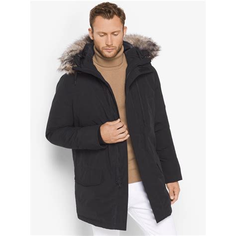 michael kors faux fur-trim parka|Michael Kors Mens Faux Fur Warm Parka Coat .